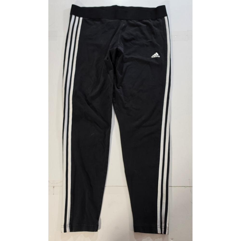 Adidas Essentials 3-Stripes Leggings Black White Womens XL Cotton Blend Yoga